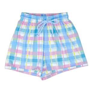NEW LULLABY SET kids plaid swim trunks in pastel